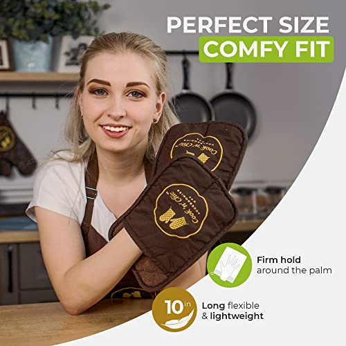 Premium Pot Holders - 500°F Heat Resistant - Non Slip Textured Silicone Grip - Washable Mittens For Cooking Baking - Flexible Soft Terry Cloth Cotton Lining - Set Of 2 By Cook'n'chic #TOP3