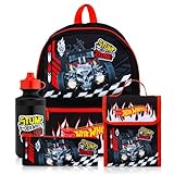 Hot Wheels Kids Backpack 4 Piece School Set Including Lunch Bag, Water Bottle and Pencil Case. Back to School Set