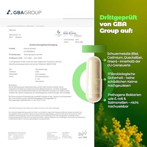 Biökreativ Probiotika Kulturen Komplex ohne Inulin – 21 Mrd. KBE, 23 Stämme, mit Akazienfaser, Saccharomyces Boulardii, Präbiotika, Bakterienkulturen für Darmflora, Vegan, 60 Kapseln