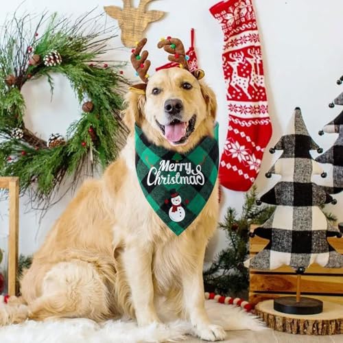2 Stück Weihnachten Haustier Bandana,Halstuch Hund Weihnachten,Pets Dreieck Lätzchen,Haustier Bandanas,Halstuch Einstellbare für Hunde Katze,Pets Halstuch Deko,Dreieckstuch