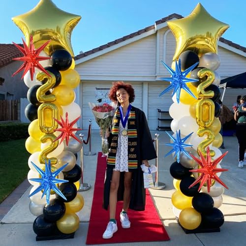 Image of TONIFUL 8 Pcs Star Balloons Blue Red Foil Explosion Balloon Party Decor | 2 Size Mylar Star Balloon for Hero Themed Kids Birthday Graduation Nautical Themed Baby Shower Patriotic Party Decorations