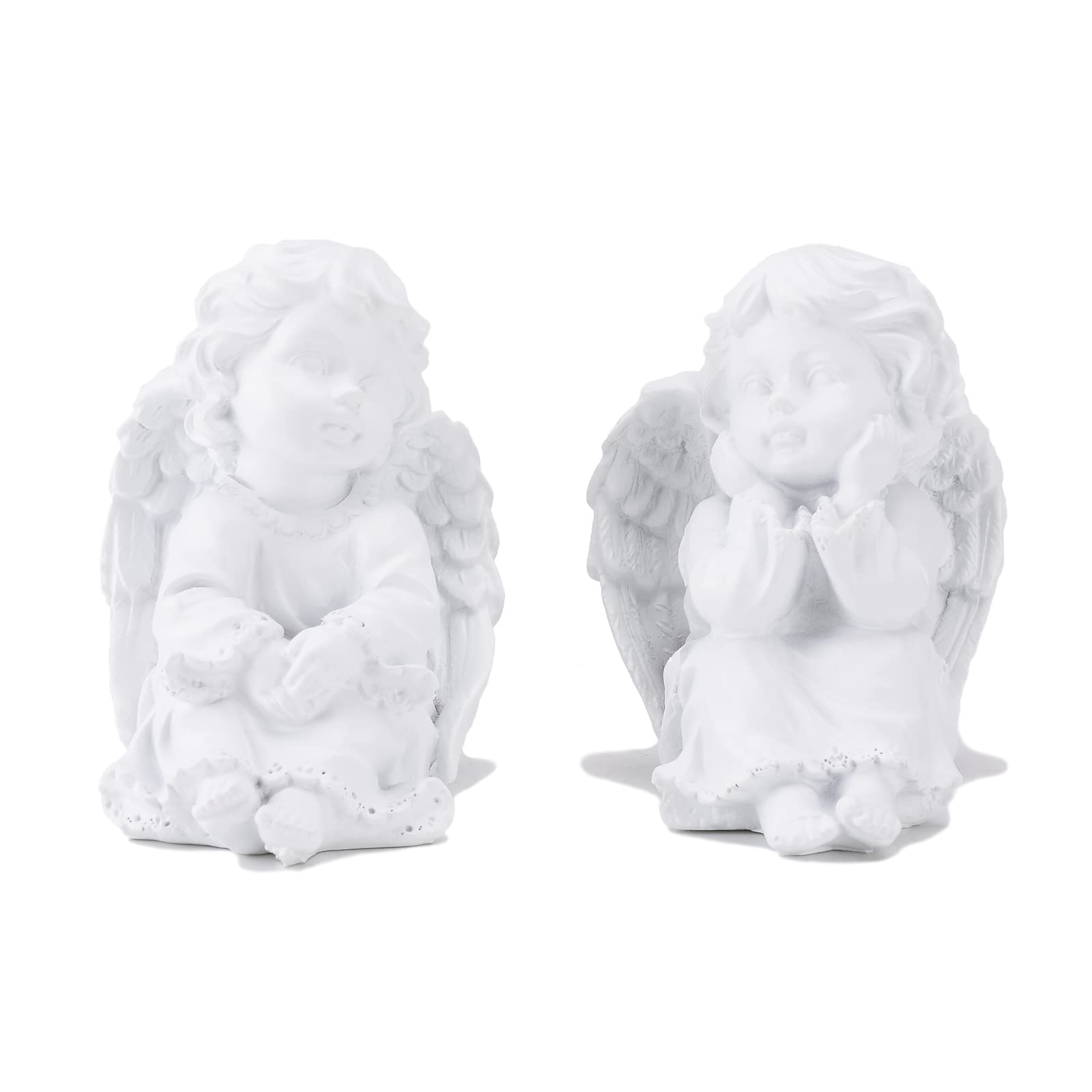 BRABUDOne Couple of Angels a Hand on His Leg One Hand Rests on His Cheek Statue Resin White Angle Figurine Bless The Families Home Decoration Memorial Cherub Sculpture Collectible TQGJBS394