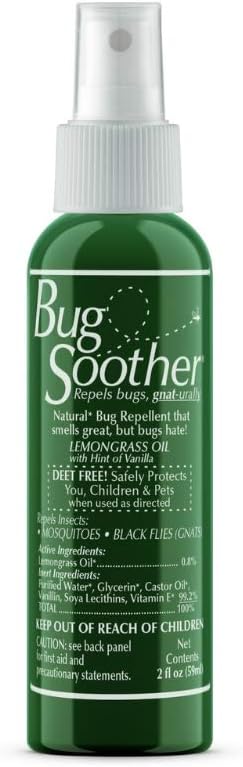 Bug Soother Spray 2 oz - Natural Mosquito, Gnat and Insect Deterrent & Repellent with Essential Oils - DEET Free - Safe for Adults, Kids, Pets, & Environment - Made in USA