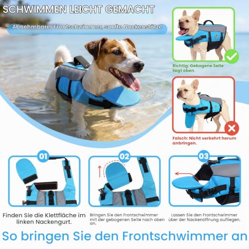 VIVAGLORY Hunde Schwimmweste Front Float Hundeschwimmweste, XS, Blau