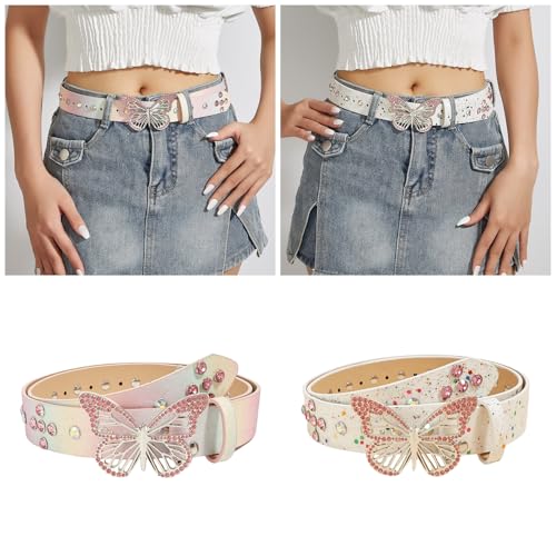 Girl Jeweled Waistband Butterfly Crystal Buckle Belt For Jeans Dress Nightclub Girls Modern Jeweled Waistband2