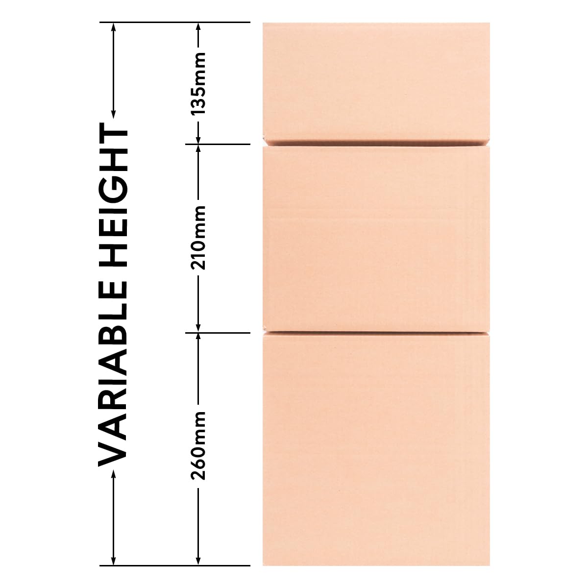 OfficeKing® 100 x Faltkartons 250 x 250 x 250 mm | variable Höhe bei 210 und 135 mm | Marken-Qualität Versandverpackung Versandkarton Karton
