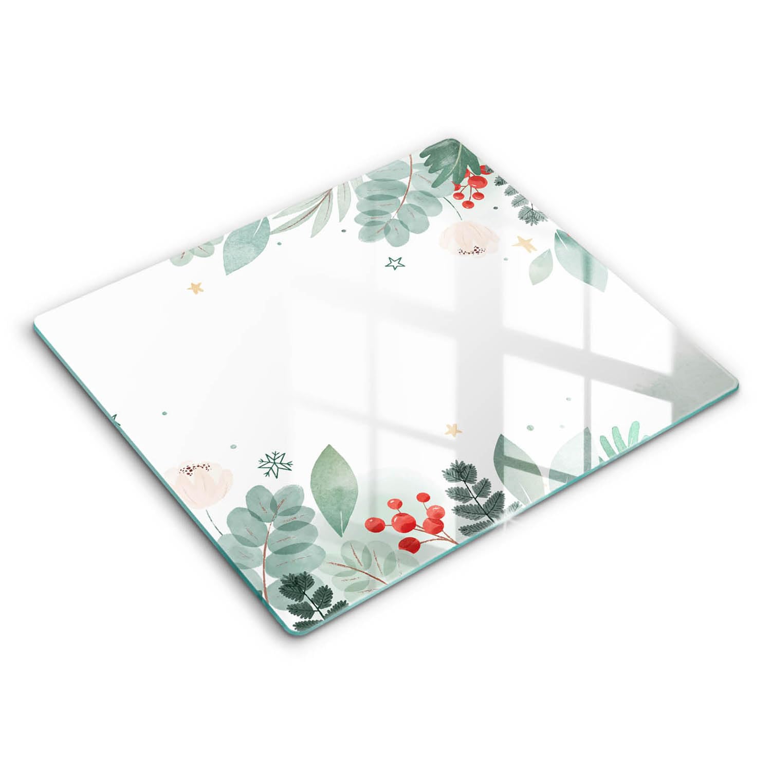 Planche à découper grand format 60x52cm Wallfluent avec motif feuilles aquarelles