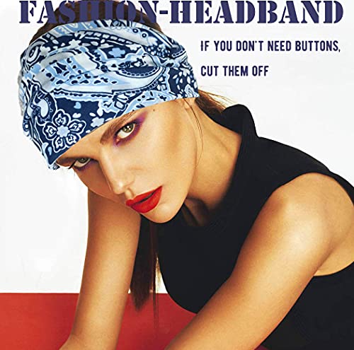 Efdagsad Boho Headband Women Wide Hair Band Boho Elastic Sports Headwear Yoga Hair Band Workout Headwrap (Set-4(No Button)) #TOP4