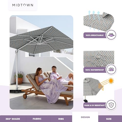 Image of Midtown Umbrellas Grande Square - 9 x 9 Ft Cantilever Umbrella