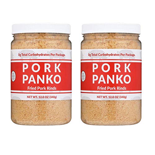Pork Panko - Pork Rind Crumbs - 12oz Resealable Jar - 2 Pack - Naturally Gluten Free and Carb Free, Keto Friendly, Crispy Topping, Paleo Crab Cakes, Keto Meatloaf, Pork Chop Breading