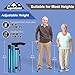 supregear Folding Cane, 5-Level Adjustable Height Walking Stick Lightweight Collapsible Portable Travel Cane with Wrist Strap and T Handle for Elderly Disabled Men Women, Blue