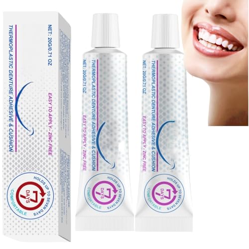 2 Pcs Thermoplastic Denture Adhesive Cream,Denture Repair Kit,False Teeth Adhesi/ve,Denture Glue,False Teet/h Adh/sive,Teet/h Gl/ue for Loose Tooth,Non-Glue Dentur/e Adhesives,Convenient Dental Glu/e