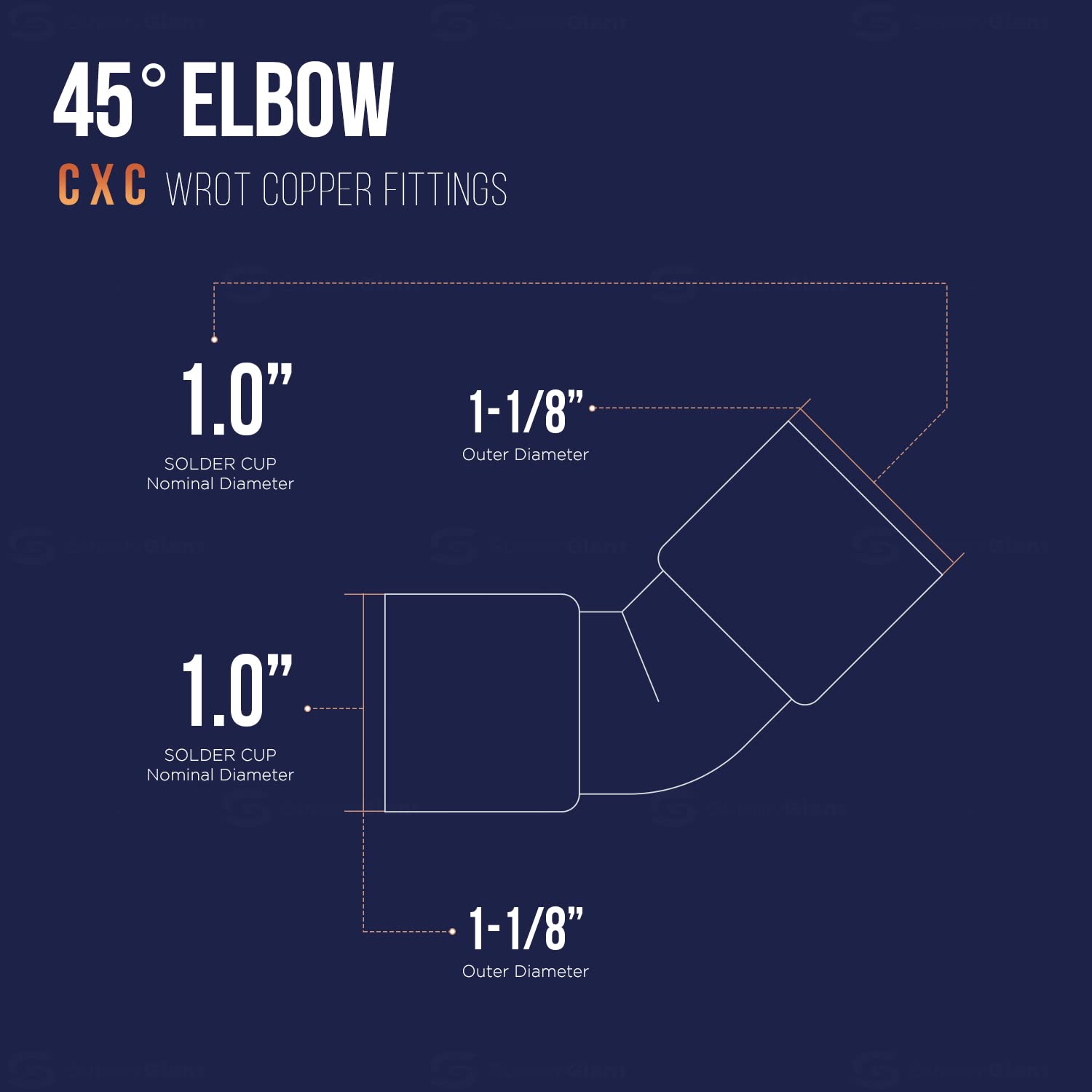 Everflow CCLF0018 Codo acodado de 45 grados