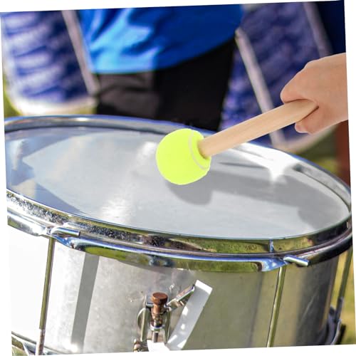 2 baquetas para batería y percusión, diseño ligero para estudiantes y bandas de marcha, color verde, material madera y fieltro miniatura 3