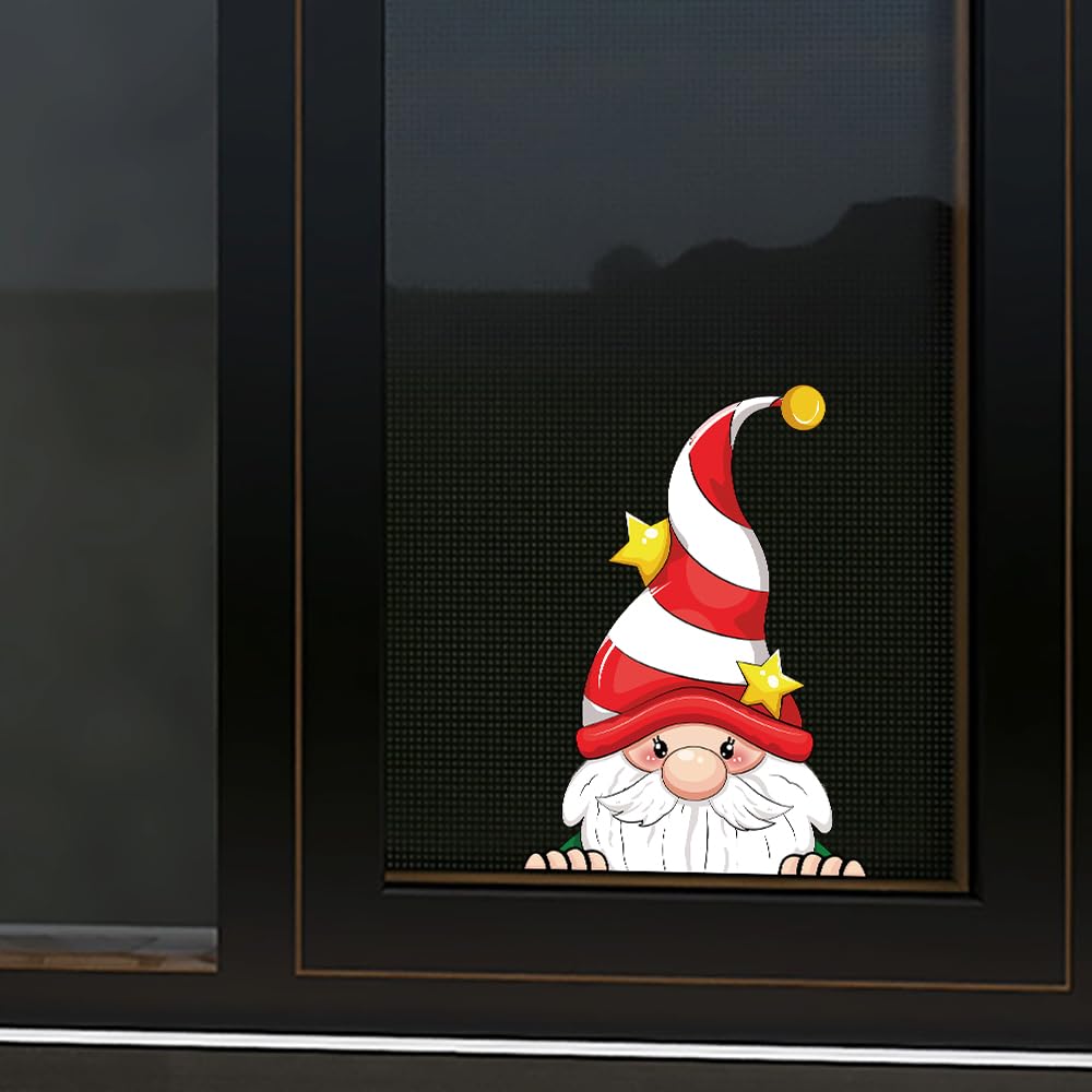 Iprokiu Niedlicher Weihnachtsaufkleber Für Auto, Weihnachtsmann, Rentier, Knackend, Auto-Fensteraufkleber, Doppelseitig, Bedruckt, Für SUV, Wand, Laptop, Auto-Dekor (Rentier