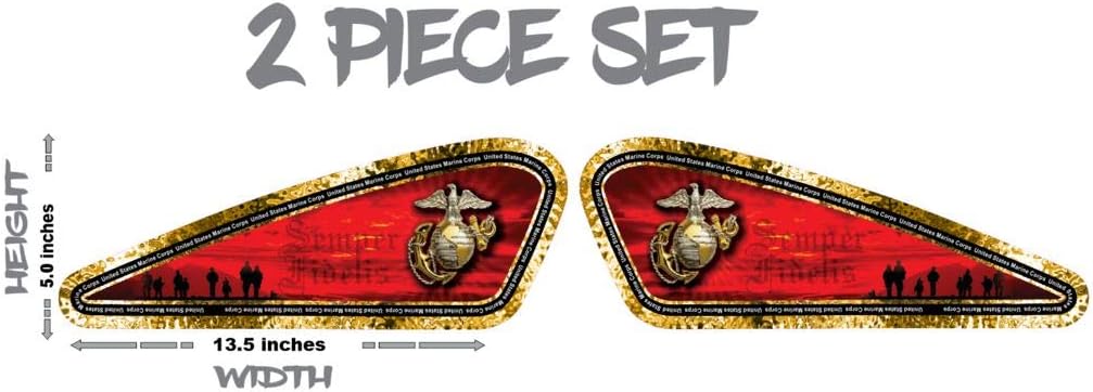 Motorcycle Gas Tank Decals/Sets - for Harley Davidson Sportster Honda Shadow Suzuki Kawasaki Indian Yamaha (Marines - 2pc Side Tank Decals)