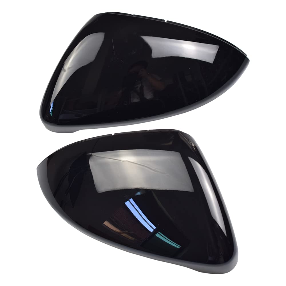 1 par vista trasera espejo cubierta izquierda derecha espejo lateral cubiertas tapas para VW Golf 7 MK7 7.5 GTI 7 Golf 7 R (Negro brillante)