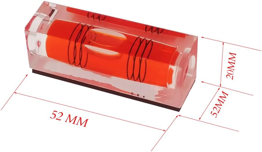 High Precision Mini Level Bubble Small Horizontal Bubble Three Line Horizontal Pearl Level Magnetometer 52 * 20 * 15mm（red magnetic）2PCS