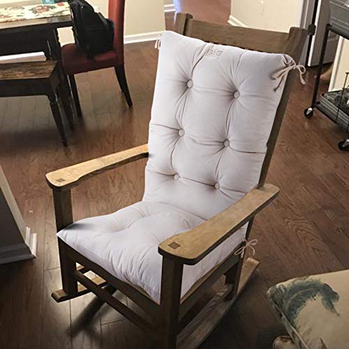 Big Hippo Rocking Chair Cushion,Thicken Soft Rocking Chair Cushion Set With Detachable Neck Pillow Back Support,Comfy Chair Cushion Pad With Ties For Outdoor Indoor Home Office,Beige #TOP6