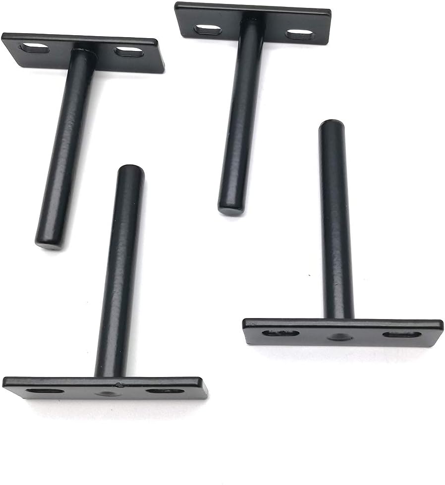 M MIMHOOY Floating Shelf Bracket 3 inch, Solid Steel Black Floating Shelf Hardware Blind Shelf Supports Hidden Brackets for Floating Wood Shelves 4 pcs