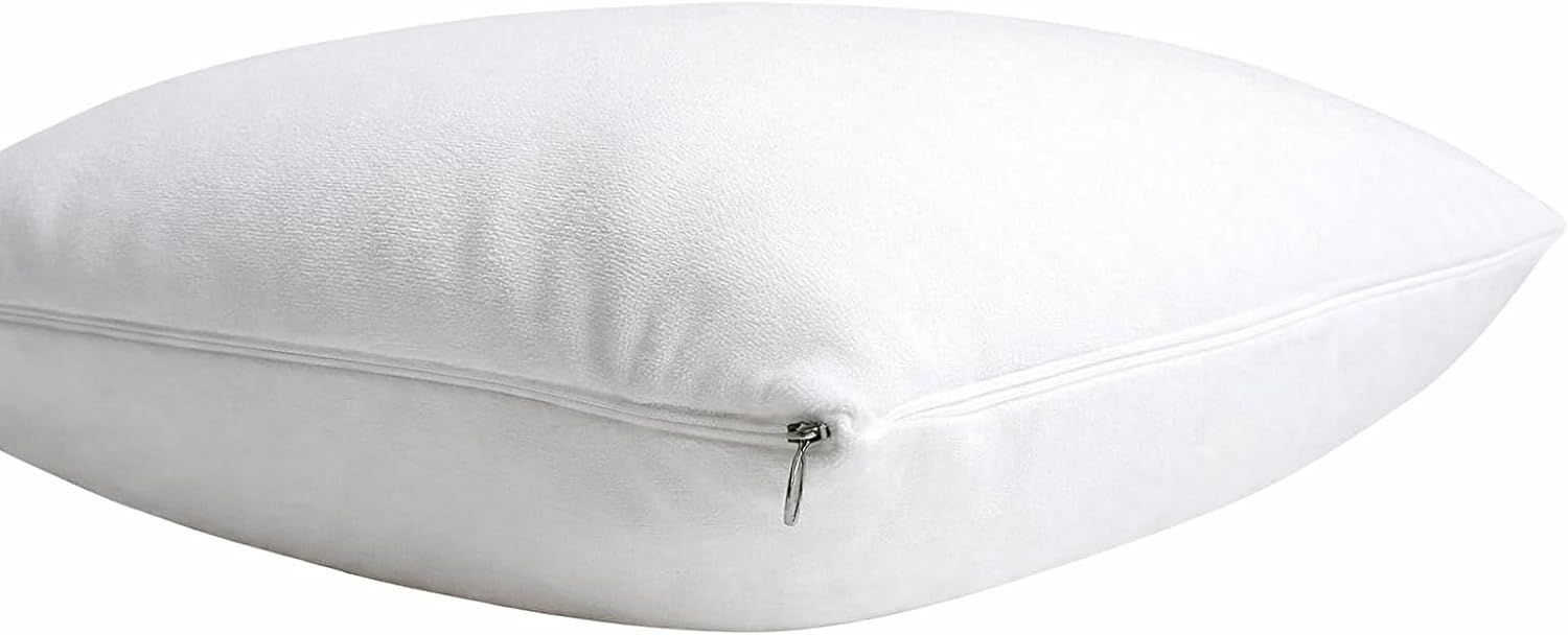Pillow Protectors with Zipper Set of 2 | 100% Waterproof Pure Cotton Ultra Soft Pillow Cotton Terry Covers | Queen Size Pillowcase Protects, Dust & Dirt Pillows Protector | (White)
