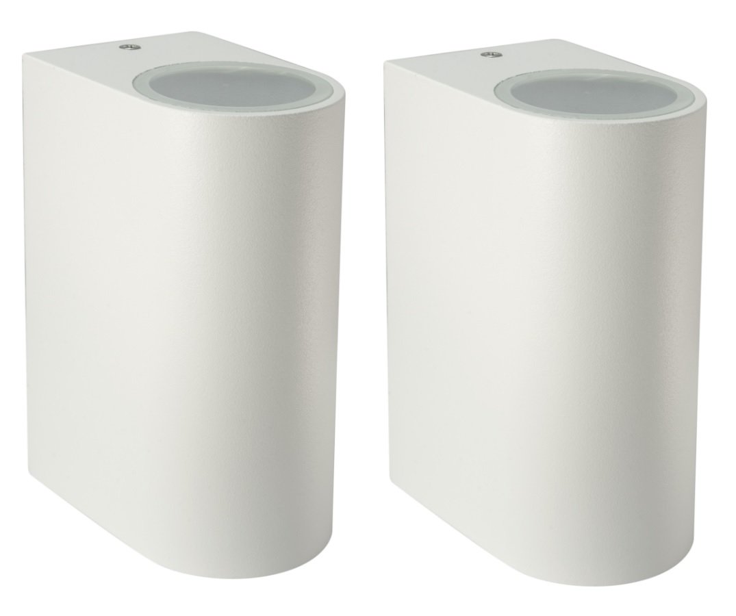 Long Life Lamp Company 2 X Modern White Finish Double Outdoor Wall Light IP44 Up Down Outdoor Wall Light ZLC055W2P