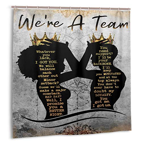 African American Shower Curtain Black King And Queen Inspirational Quotes Shower Curtains 72X72 Inch Waterproof Polyester Fabric Afro African Black Girl Bathroom Curtain With Hooksbathroom Decor #TOP6