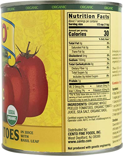 Cento Organic Italian Peeled Tomatoes 1.75 Pound(Pack Of 6) #TOP6