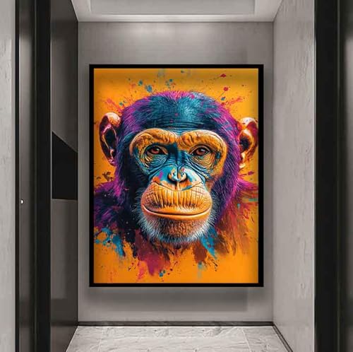 Décoration murale colorée sur toile de singe pour sublimer un salon moderne