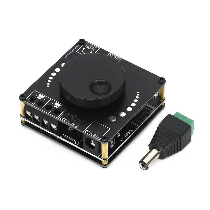 XY-AP50L Mini Bluetooth Amplifier Board with all ports visible