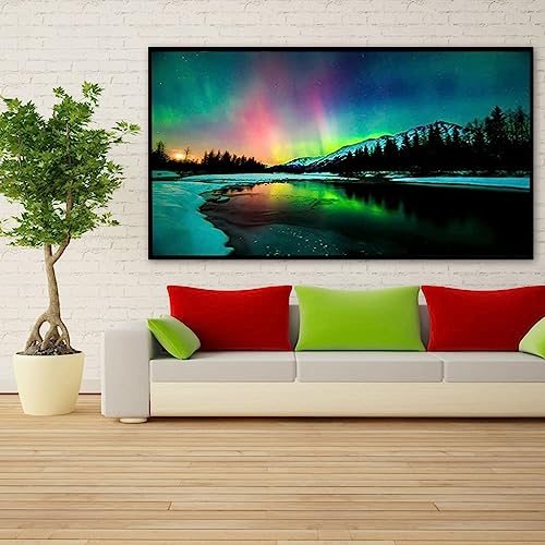 Image of HASTHIP 5D Diamond Painting Kit for Adults, Aurora Lake, 27.5x15.7in