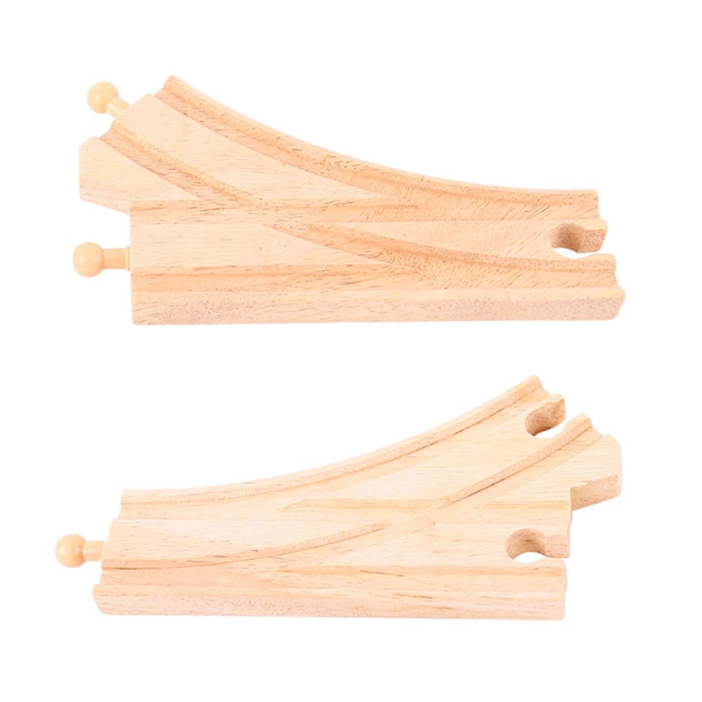 Bigjigs Rail Curved Points (Pack of 2) - Other Major Wooden Rail Brands are Compatible
