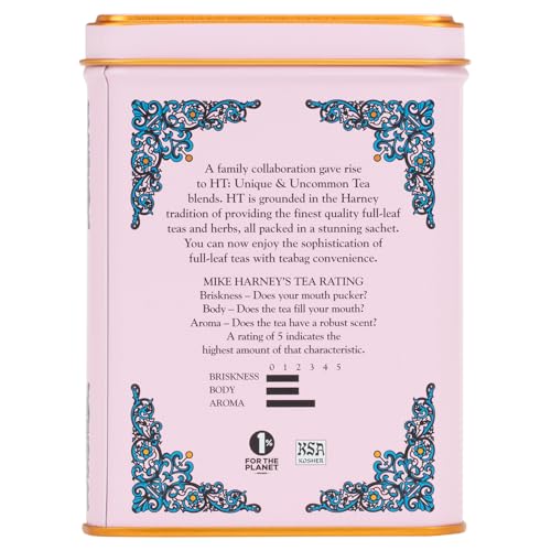 Image of Harney & Sons Caffeinated Blossom Green Tea Tin Sachets Pink 31629, Cherry, 20 Count (Pack of 4)
