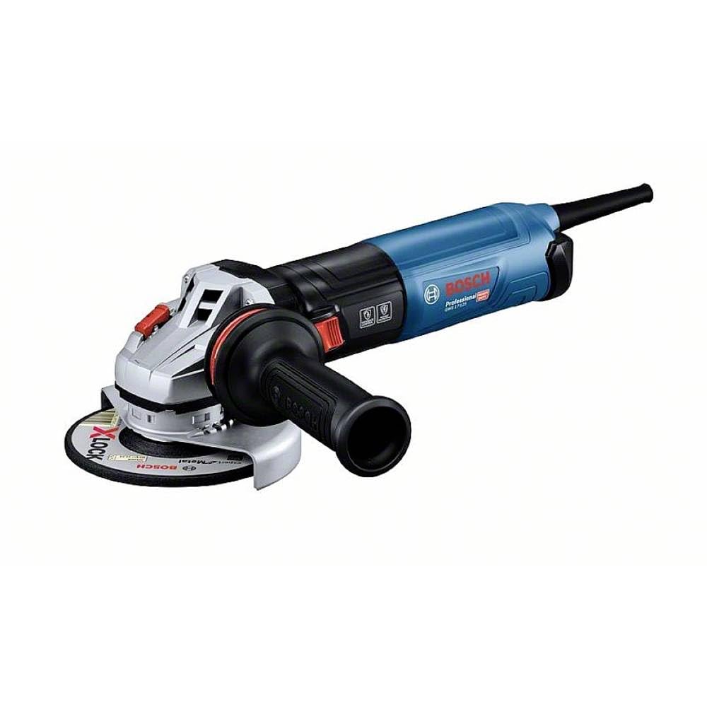 Bosch Professional Smerigliatrice Angolare GWS 17-125 (1700 Watt,impugn. suppl.,Cuffia di prot.,Cuffia di prot.Antitaglio con Clip, Filtro polv.,Chiave a Due Perni,Flangia mont.,Dado serr.,conf.cart.)