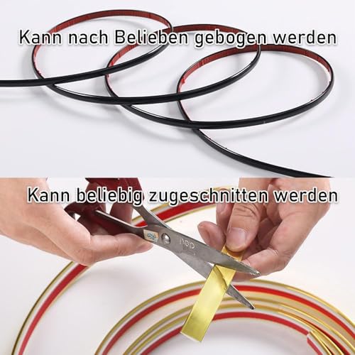 WZERHO Zierleisten Selbstklebend,Selbstklebend Chromleiste,Selbstklebend Leisten für Wand, Decke, Boden, Schränke, Fliesen, Kanten (Weiß 4M-8mm)