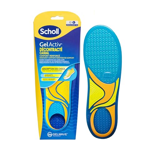 Dr. Scholl's Semelles GelActiv Décontracté pour chaussures hommes - Un confort renforcé par la mousse à mémoire de forme et la technologie GelWave tout au long de la journée - Taille 40 à 46,5