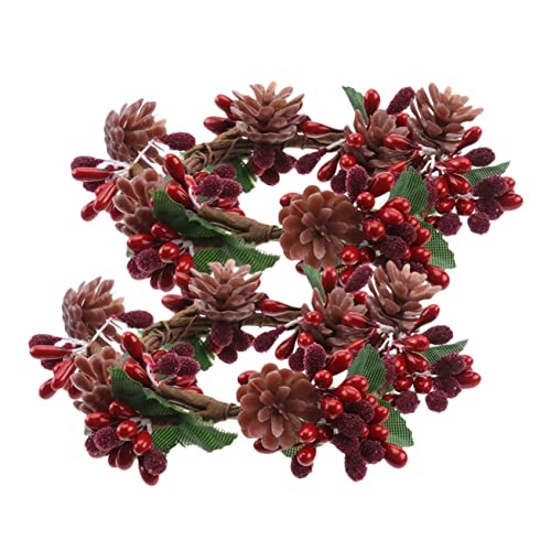 PRETYZOOM 2pcs Candle Artificial Berries Simulation Wreaths for Christmas Table Centerpieces Holiday Decorations for Festive Parties and Home Decor