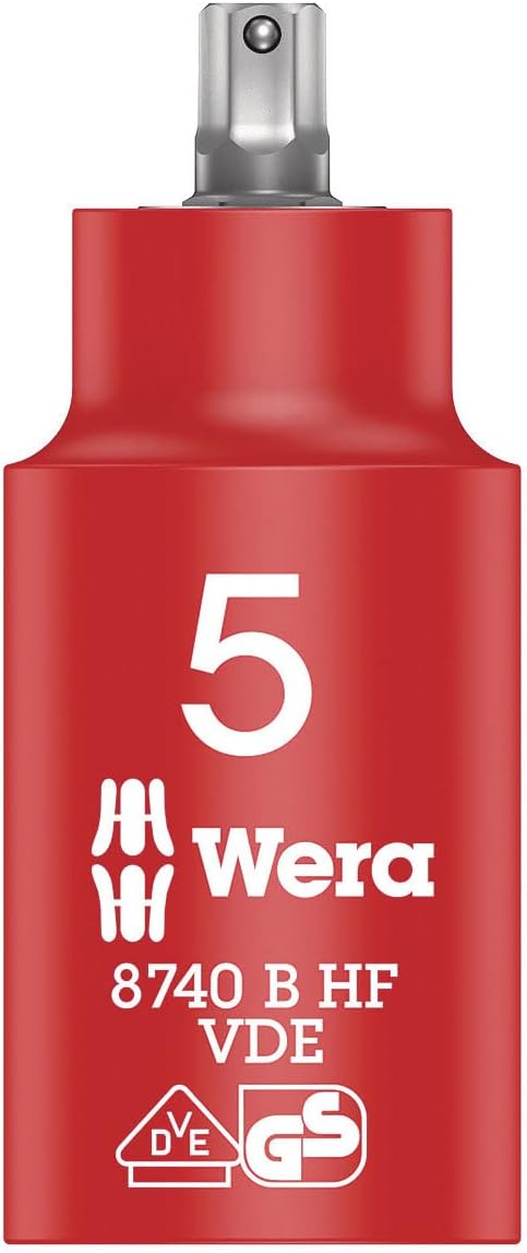 WERA 05004901001 8740 B VDE HF Zyklop Hex bit Socket, Insulated, with Holding Function, 3/8" Drive, 5 x 55 mm