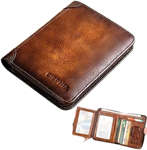 SEDLAV Men's Genuine Leather RFID Wallet - Vintage Thin Multi-Function Card Holder and Money Clip - Stylish Valentine's Day for Him