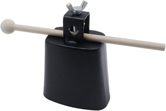 CashBeat 4" Steel Cowbell, 4inch Hand Percussion Instrument with Handle & Stick, Loud Noise Maker for Drum Set, Sporting Events, Concerts & Weddings, Easy to Mount, Clear Tapping Sound