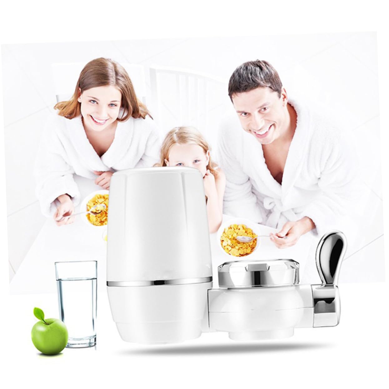 Filtro de Grifo de Cocina Purificador de Agua Cerámica Blanco | 2 Filtros de Repuesto, Diseño de 7 Capas, Cuerpo Abs Resistente y Gran Caudal