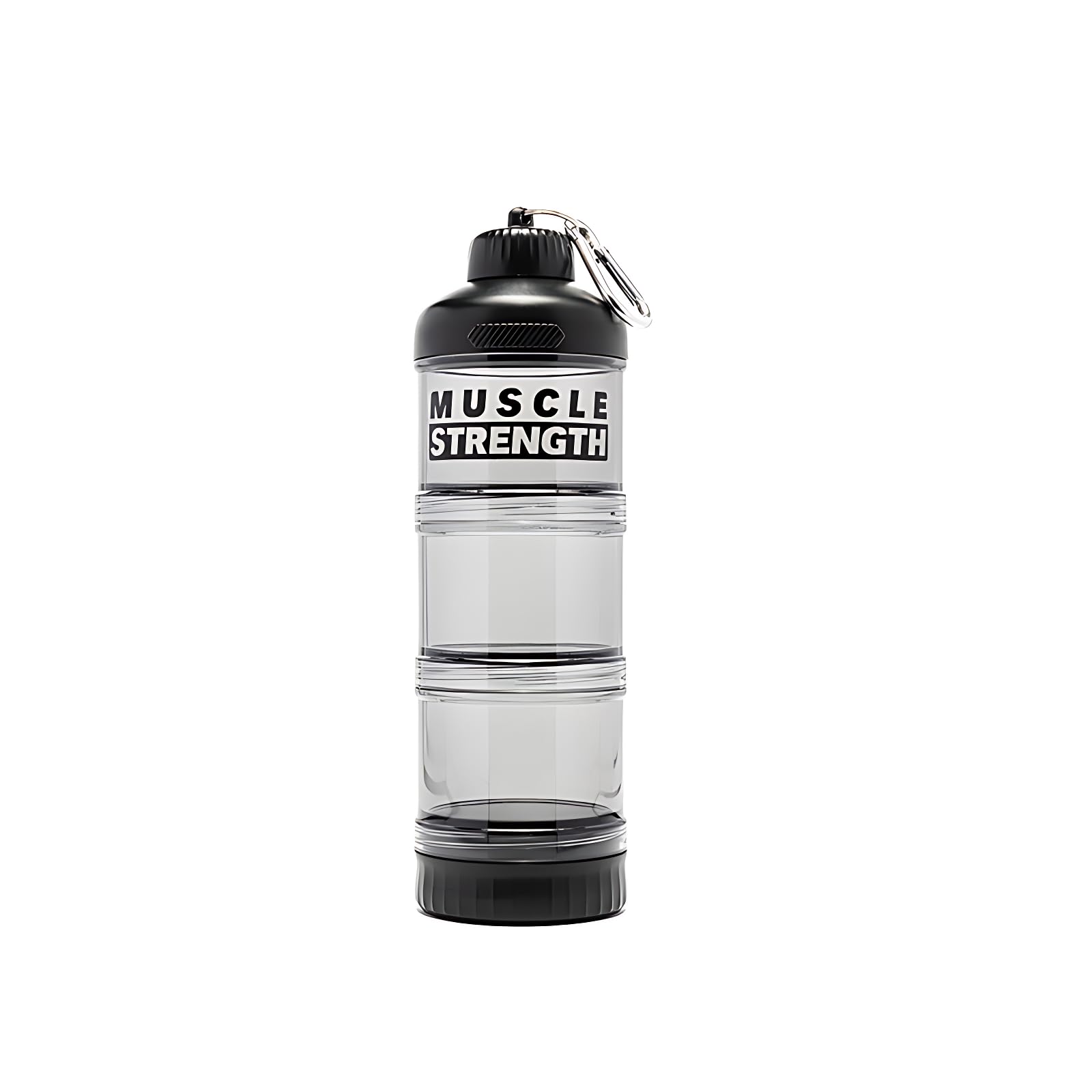Divik Portable Transparent Protein Powder Funnel Bottle for Milk Powder Food Container Storage on Backpack Mini Powder Food Storage Bottle with Carabiner - for Gym and Outdoor Use (1Pcs)-image-0