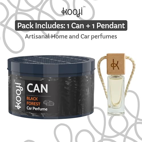 Image of Kooji Can Car Perfume + 5ml Car Hanging Perfume Pendant (Free) - Black Forest Scent - Long-Lasting, Alcohol-Free, Oud & Saffron Oriental Fragrance - For Car, Home, or Office Use - Lasts Up to 60 Days