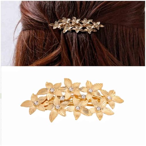 Pinza para cabello con flores de metal vintage y cristales, accesorio decorativo para mujeres