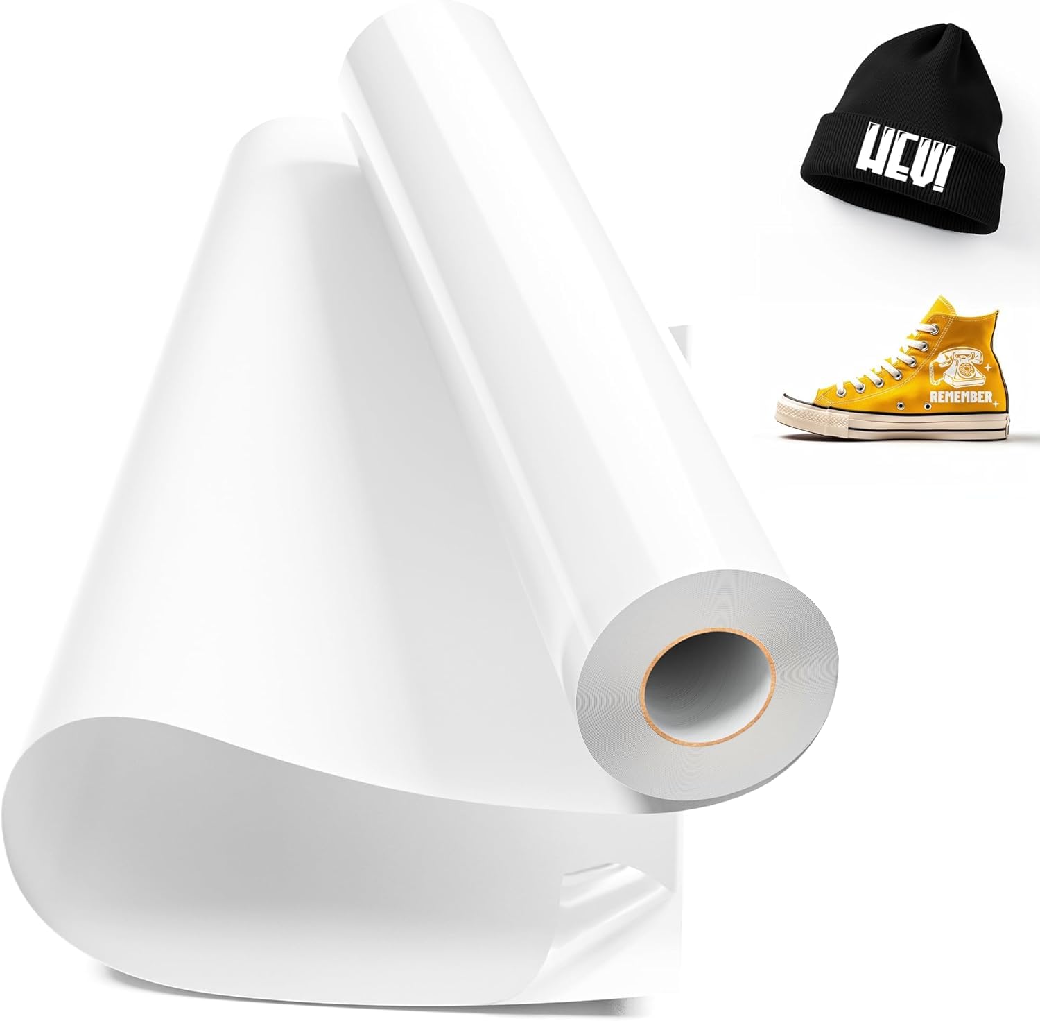 SUNBIRD HTV Transfer Vinyl Rolls for Shirts, Iron on Vinyl for Cricut & Cameo - Easy to Cut & Weed for Heat Vinyl Design (12in x 10 Ft, White Heat Transfer)