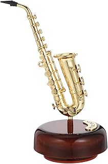 Mini Saxophone Music Box, 7.9in Classic Home Decorative Saxophone, Musical Mum Trinket Instrument Ornaments for Home Decoration Housewarming Desktop