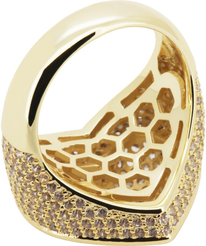 14k Yellow/White Gold Plated AAA Cubic Zirconia Puffy Heart Ring