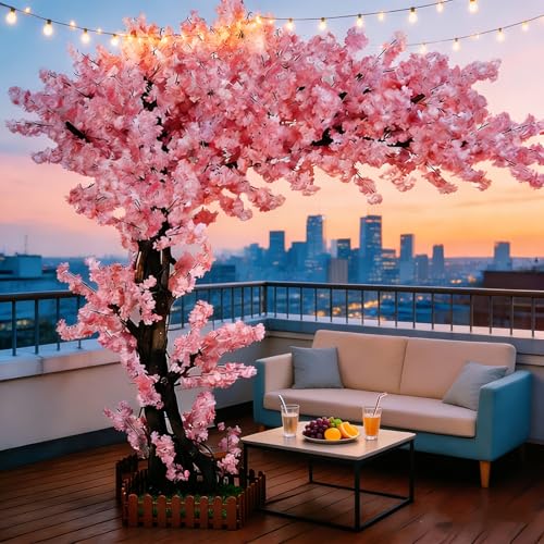 6.6FT Tall Artificial Cherry Blossom Trees Large Pink for Indoor Outdoors Home Decor,Japanese Faux...