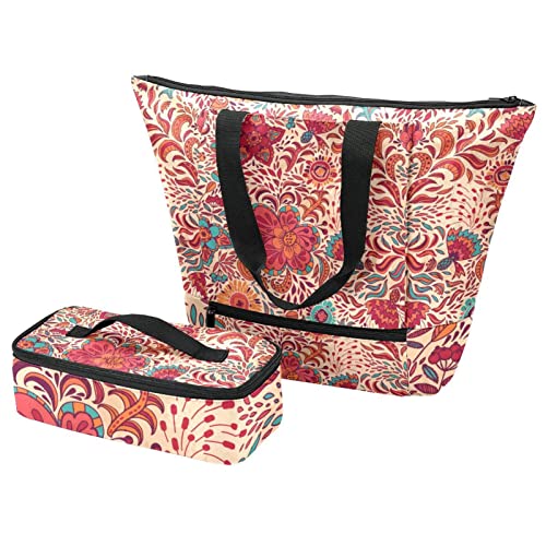 Sacs isolants performants avec grand sac fourre-tout fleuri pour repas nomades