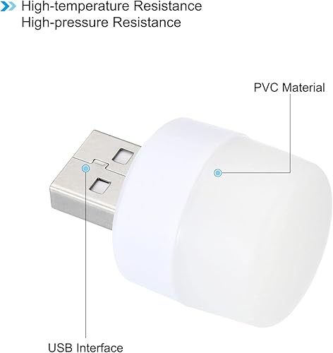 Miniatura 4 de PATIKIL Luz nocturna USB, paquete de 4 bombillas LED compactas enchufables de 1 W, mini luz USB, iluminación ambiental portátil para el hogar,
